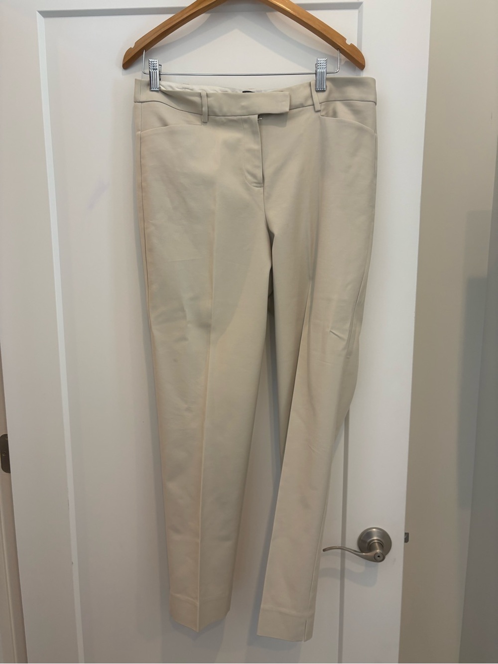 Talbots Slim Straight Trousers in Light Beige